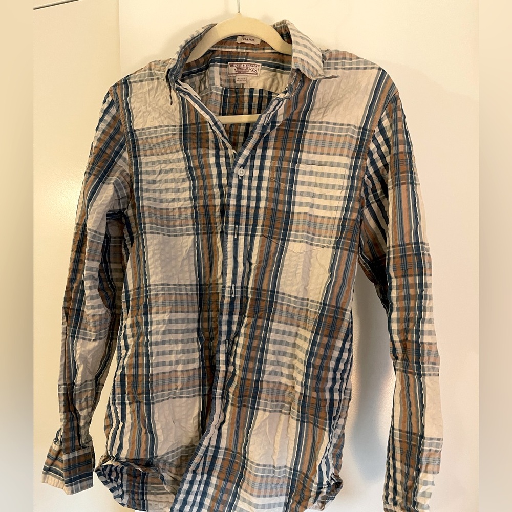 Wallace & Barnes j.crew cotton seersucker plaid shirt